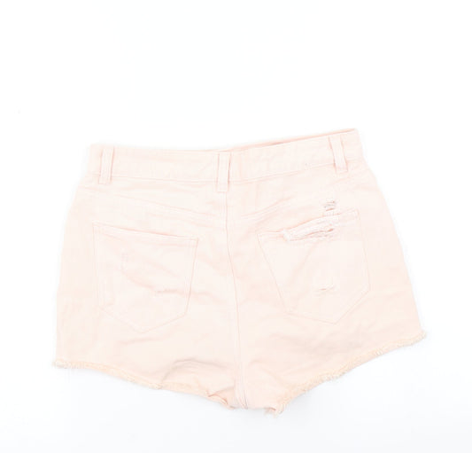 Denim Co Womens Pink Denim Hot Pants Shorts Size 8 - Distressed