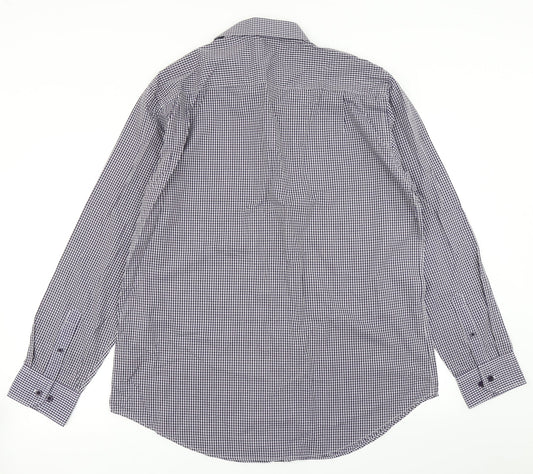 F&F Mens Purple Plaid Button-Up Size 16.5