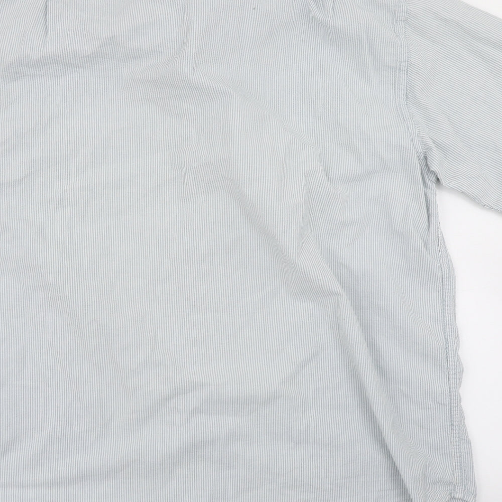 Mens UK Size L Naturalife Blue Button-Up Short Sleeve Casual Shirt