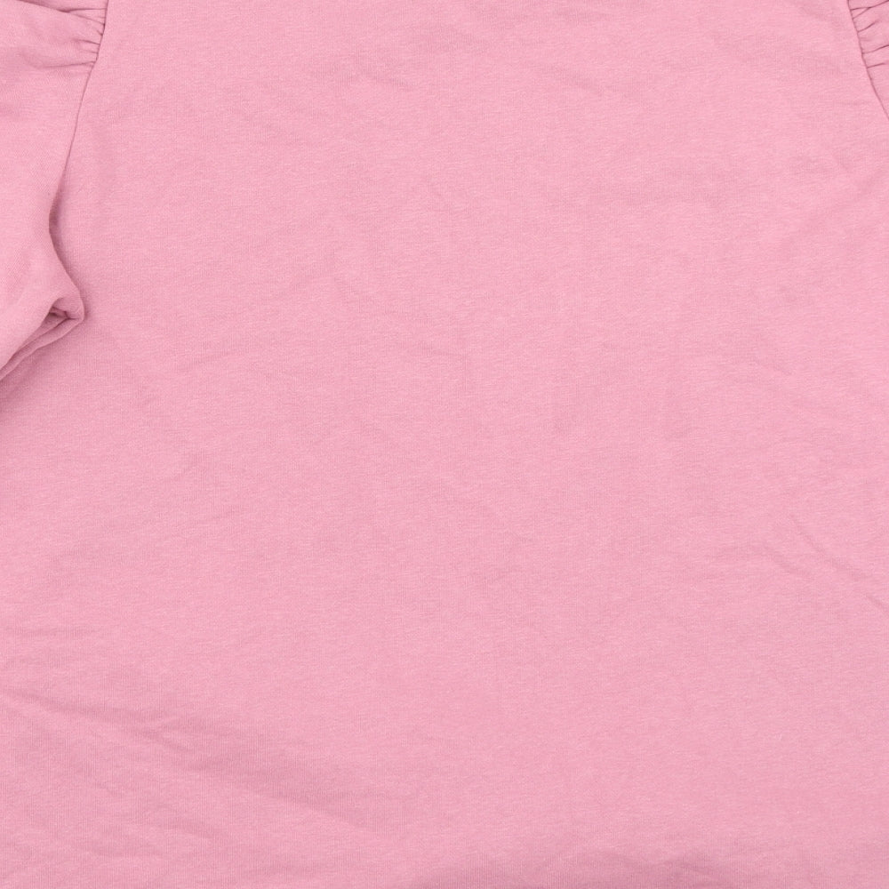 Brand and care label for Papaya women’s pink pullover sweatshirt, size UK 14