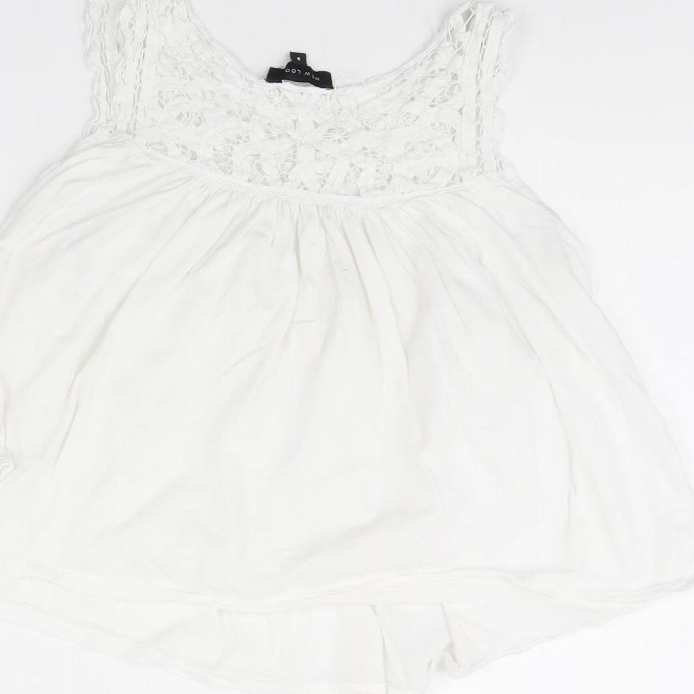 Womens UK Size 8 New Look White Basic Tank