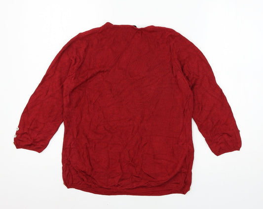 Marks and Spencer Womens Red Knit Pullover Jumper Size 12
