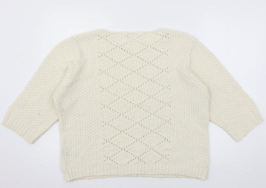 Womens UK Size 20 M&Co Ivory Pullover Jumper
