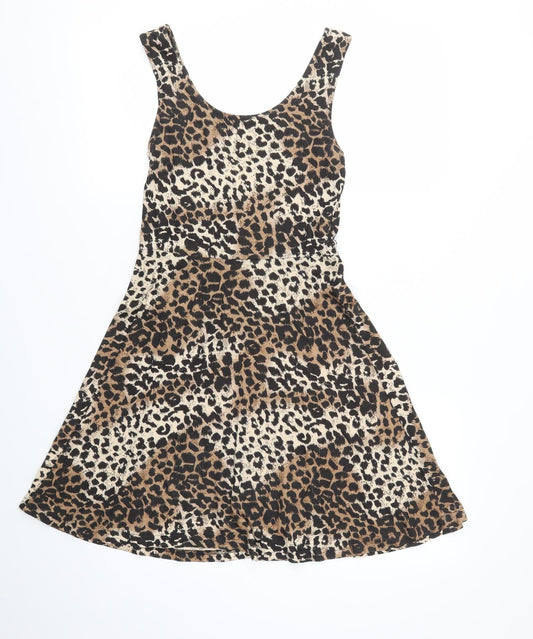 Primark Womens Brown Animal Print Fit & Flare Size 8