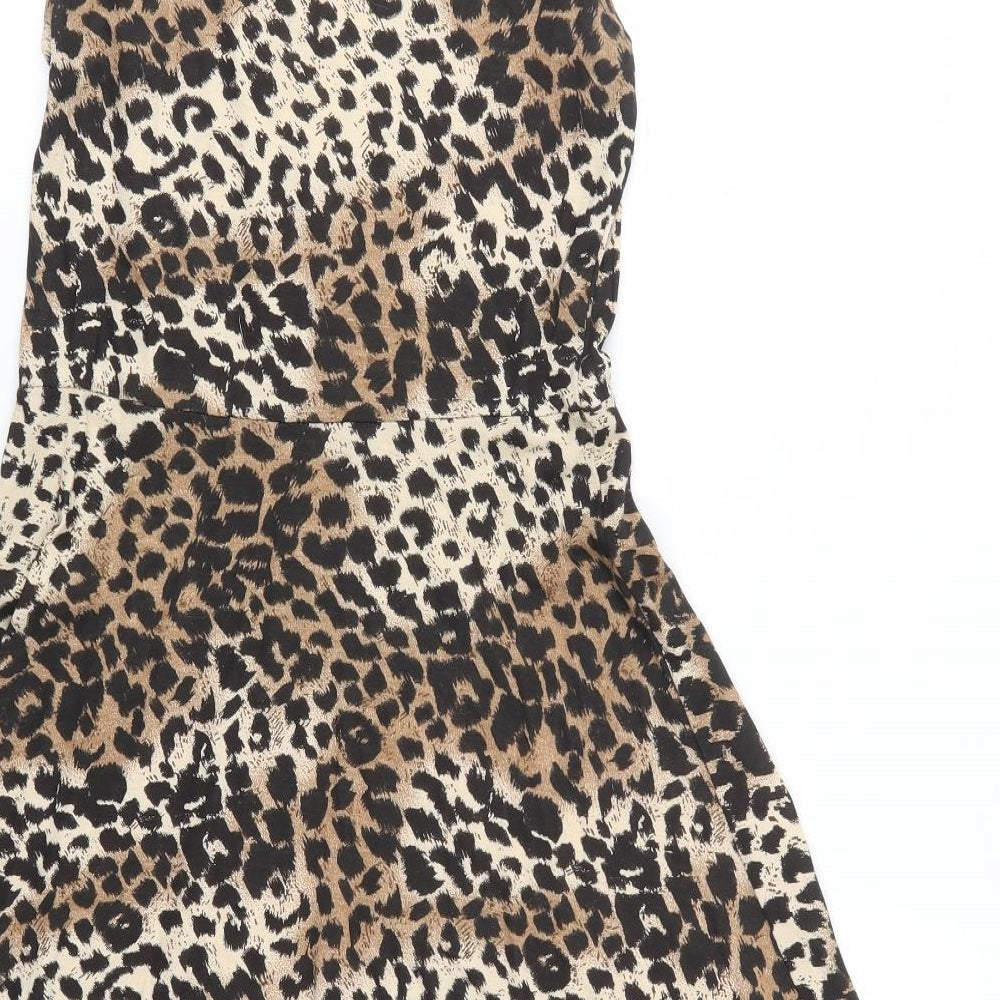 Primark Womens Brown Animal Print Fit & Flare Size 8