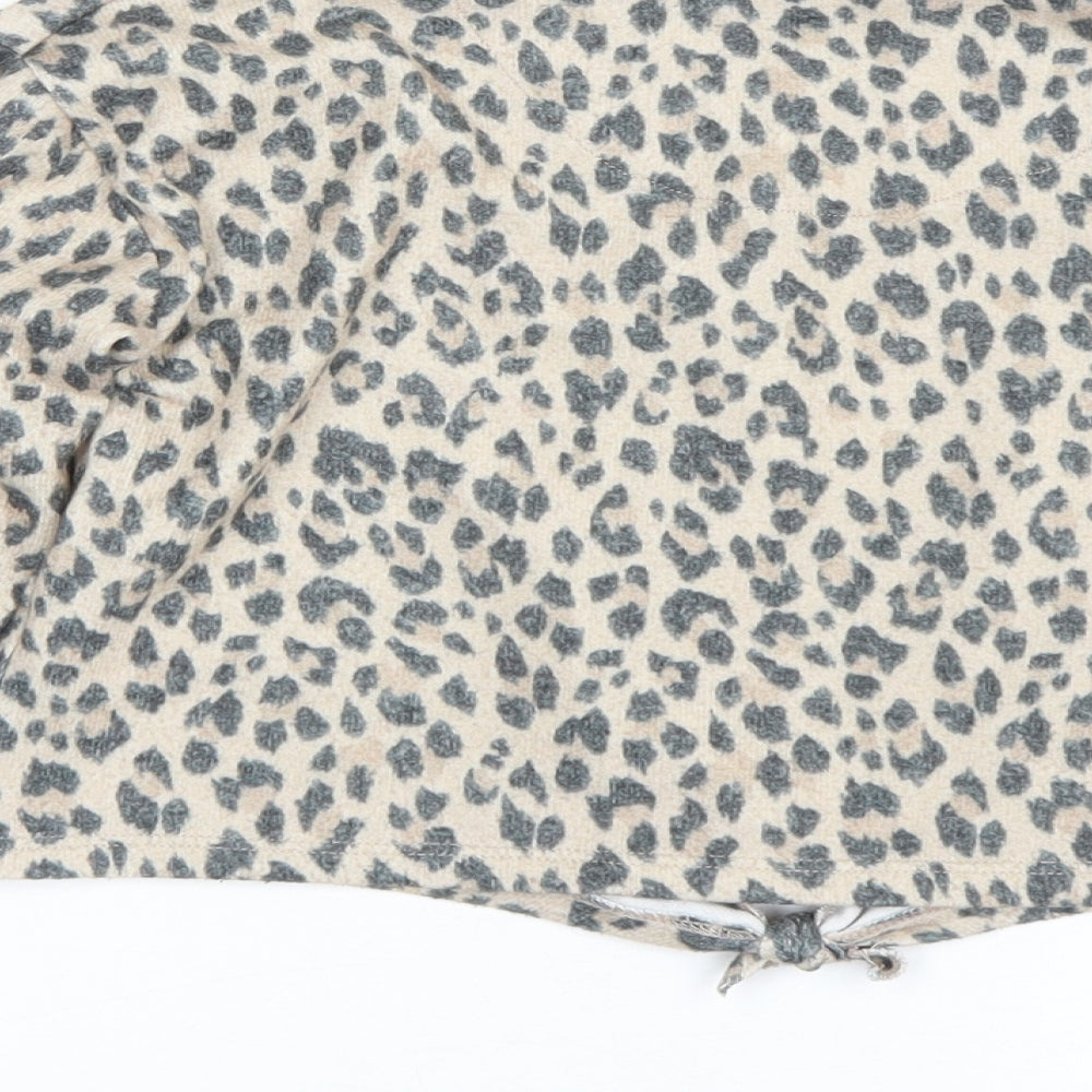 George Girls Beige Animal Print Basic T-Shirt Size 6-7 Years