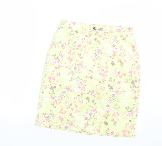 Additional front view of ANNE WEYBURN women’s multicoloured floral bandage skirt, size UK 10