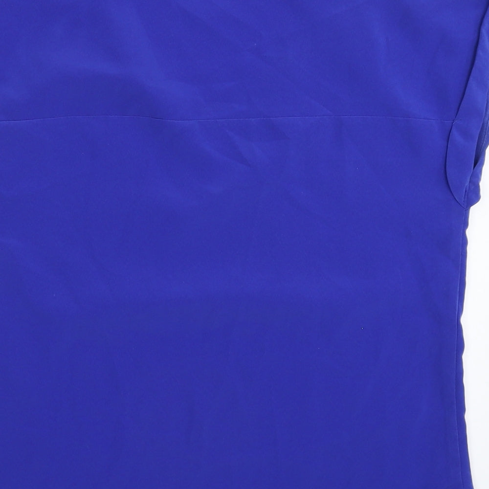 George Womens Blue Satin Basic Blouse Size 10