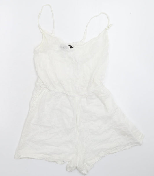 Womens UK Size 10 Boohoo One-Piece White Jumpsuit