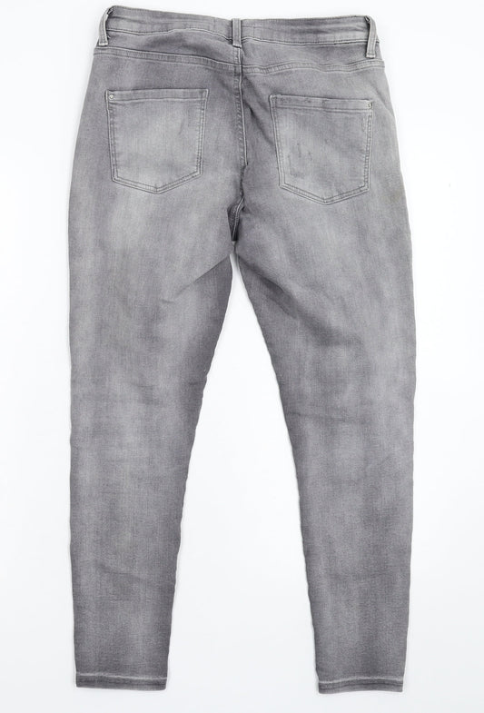 Dorothy Perkins Womens Grey Denim Skinny Jeans Size 10 L24 in - Crop
