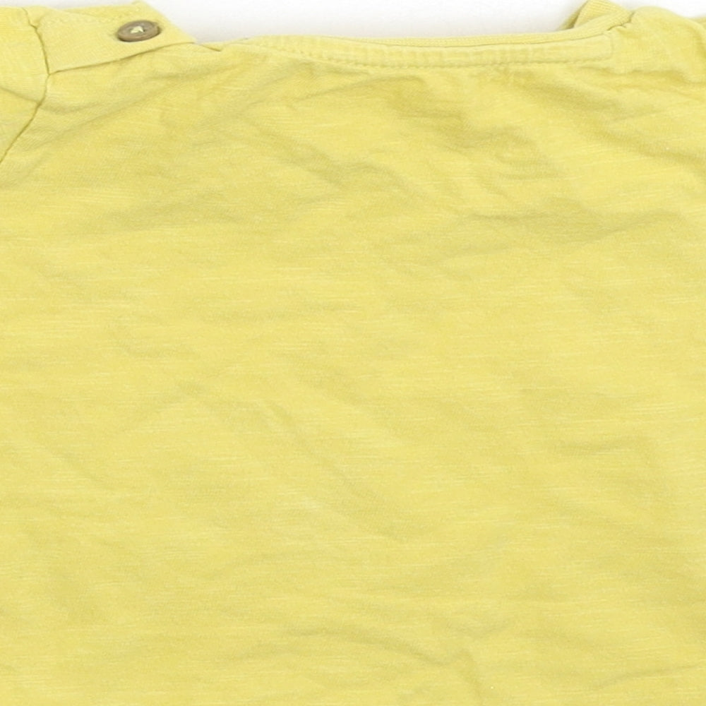Brand and care label for Marks & Spencer Baby Yellow Basic T-Shirt, size 9-12, Months