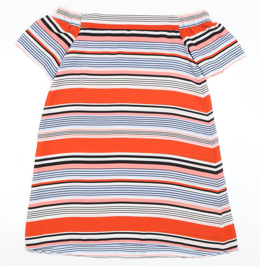 New Look Womens Blue Striped A-Line Size 12