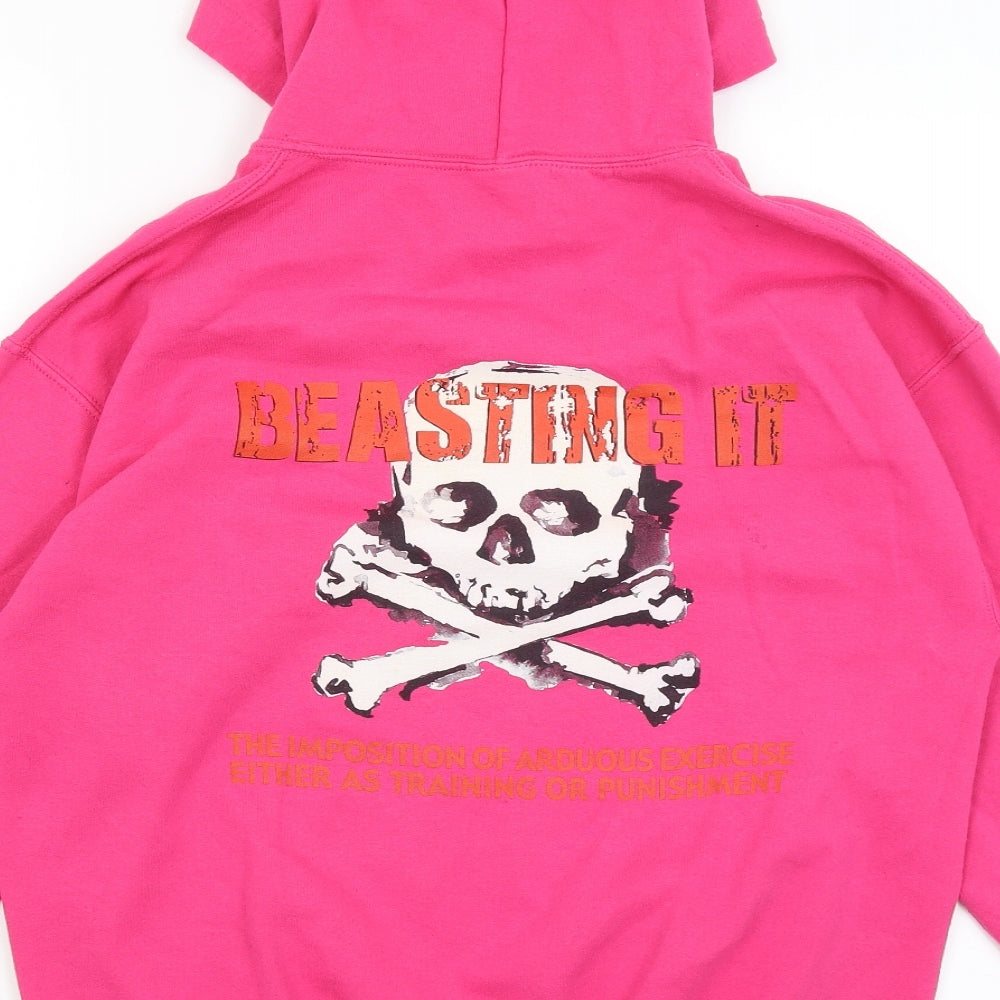 Gildan Womens Pink Pullover Hoodie Size M - Beasting It