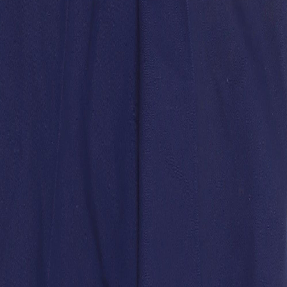 Brand and care label for Preworn men’s blue trousers, size 29, in, 32-inch leg