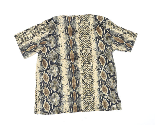 PRETTYLITTLETHING Womens Multicoloured Animal Print Basic T-Shirt Size 14