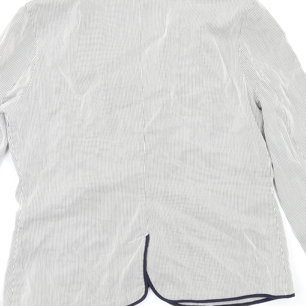Brand and care label for George women’s grey striped jacket, size UK 10