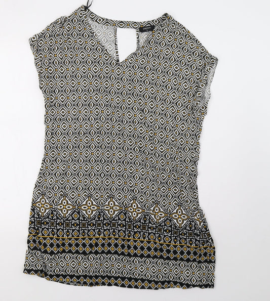 Additional front view of Matalan women’s yellow geometric a-line, size UK 14
