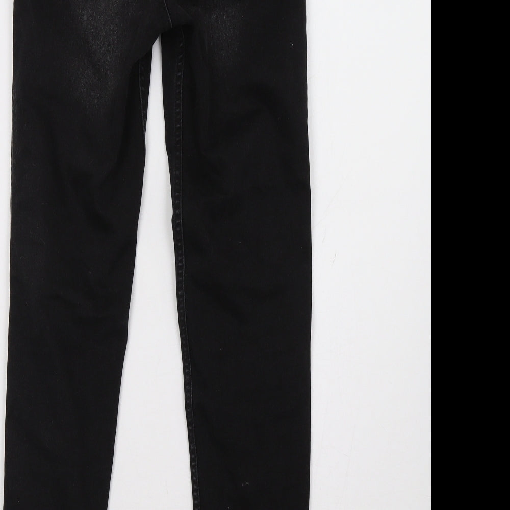 Brand and care label for NA-KD women’s black skinny jeans, size UK 6, 28-inch leg