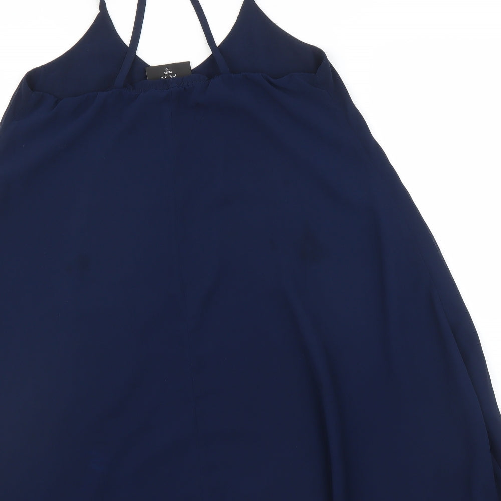 Ax Womens Blue Tunic Blouse Size 10