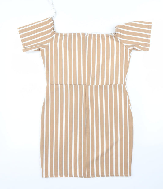 Missguided Womens Beige Striped Sheath Size 10