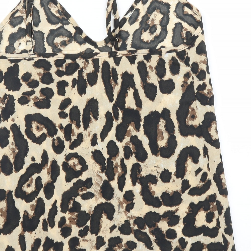 SheIn Womens Beige Animal Print Camisole Blouse Size S - Leopard print