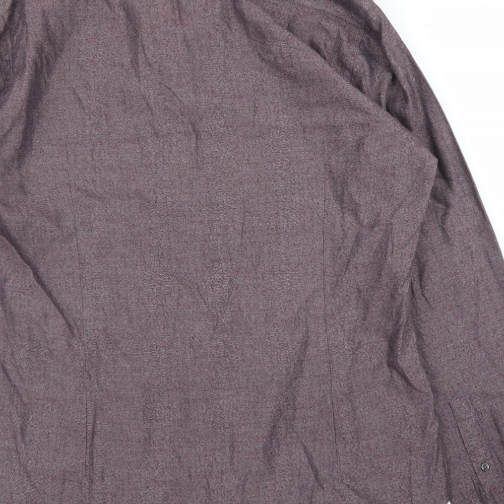 Remus Uomo Mens Purple Button-Up Size L