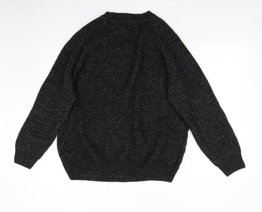 Primark Mens Black Knit Pullover Jumper Size 2XL
