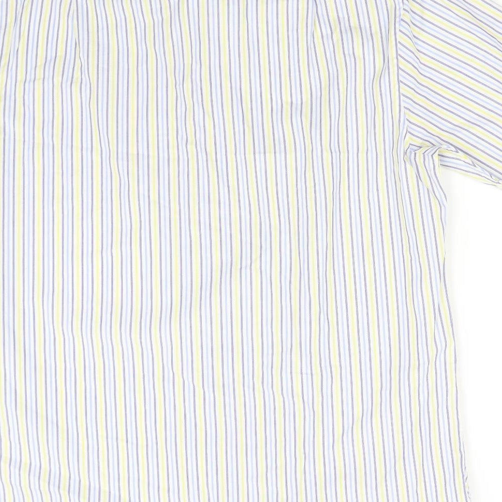 Brand and care label for Jack Reid women’s multicoloured striped basic button-up, size UK 16