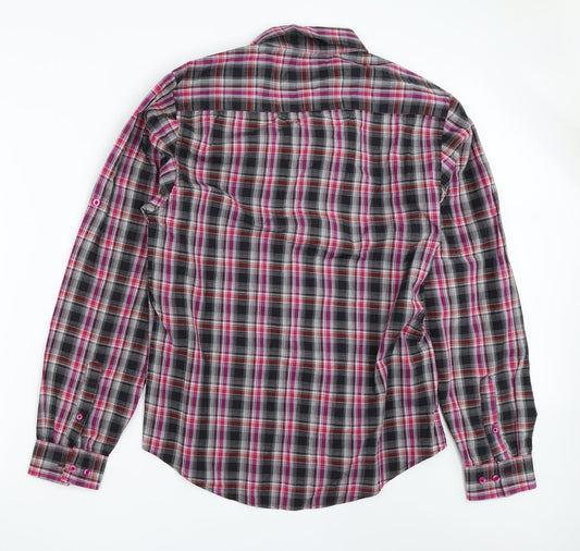 B-Line Mens Black Check Button-Up Size L