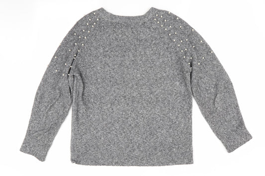 Intuition Womens Grey Pullover Jumper Size 8 - Beaded shoulders