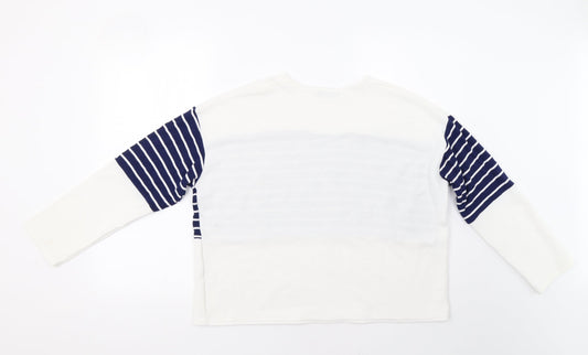 Boohoo Womens White Striped Basic Blouse Size 12
