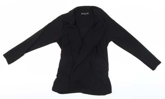 Womens UK Size 12 PRETTYLITTLETHING Black Overcoat