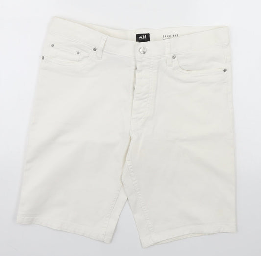 H&M Womens White Dungaree Shorts Shorts Size 32