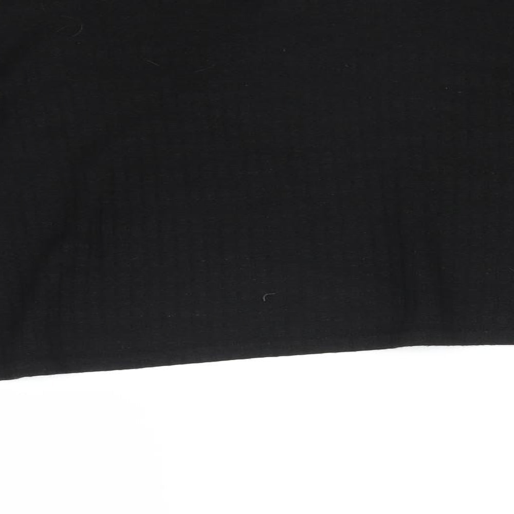 Brand and care label for Boohoo women’s black striped cropped t-shirt, size UK 10