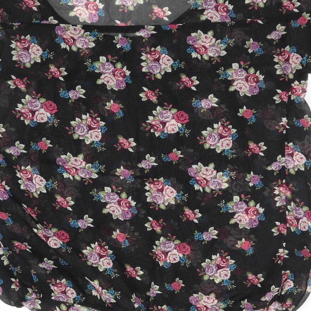 Papaya Womens Black Floral Basic Blouse Size 8