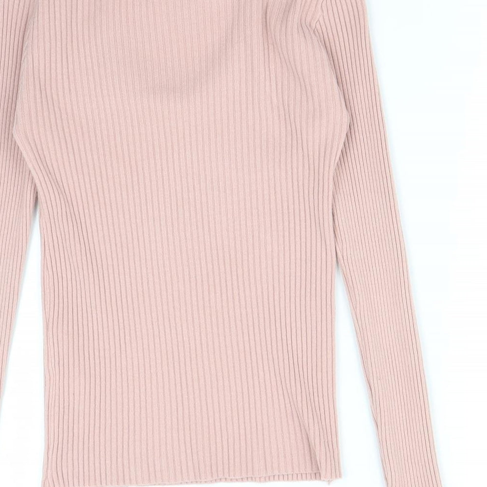 CHERRY KOKO Womens Pink Striped Basic T-Shirt Size M