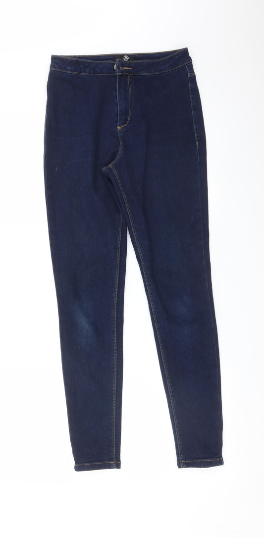 Additional front view of Missguided women’s blue jegging jeans, size UK 10, 28-inch leg