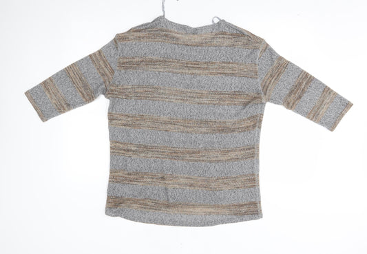 F&F Womens Grey Striped Pullover Jumper Size 18
