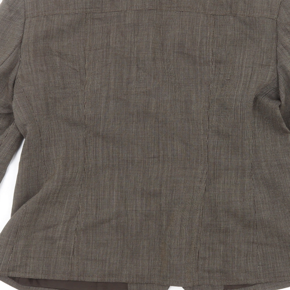 Brand and care label for Anne Klein women’s green jacket, size UK 8