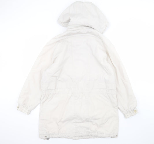 Womens UK Size S Elegance White Parka Coat