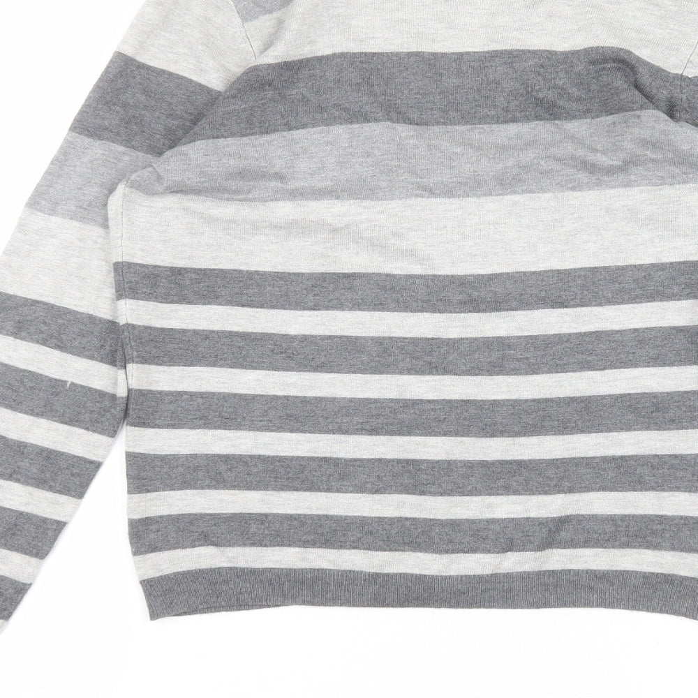 BHS Womens Grey Striped Cardigan Jumper Size 12