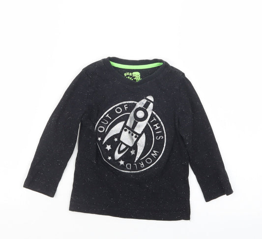 F&F Boys Black Geometric Babydoll Pyjama Top Size 18-24 Months