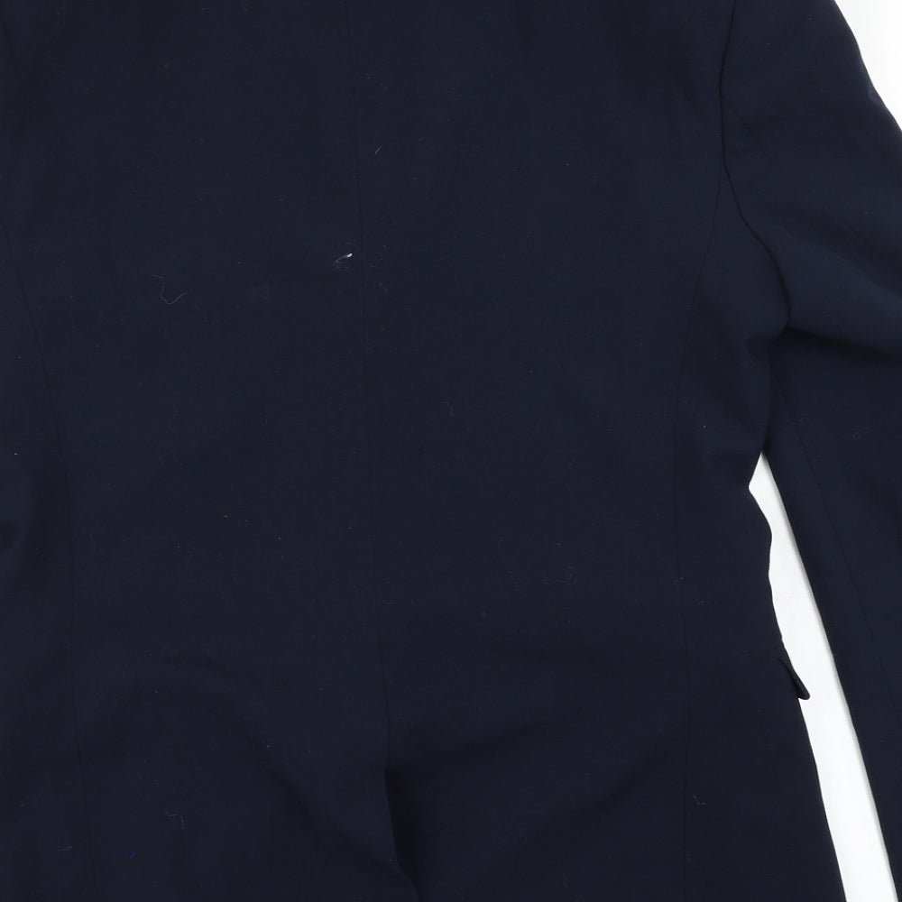 Brand and care label for ASOS men’s blue jacket blazer, size 42