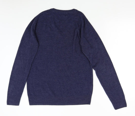 Easy Mens Blue Knit Pullover Jumper Size M