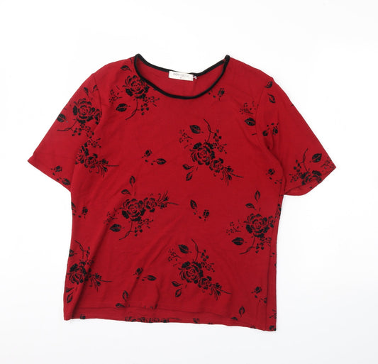 Additional front view of Bonmarché women’s red floral basic blouse, size M