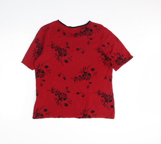 bonmarche Womens Red Floral Basic Blouse Size M