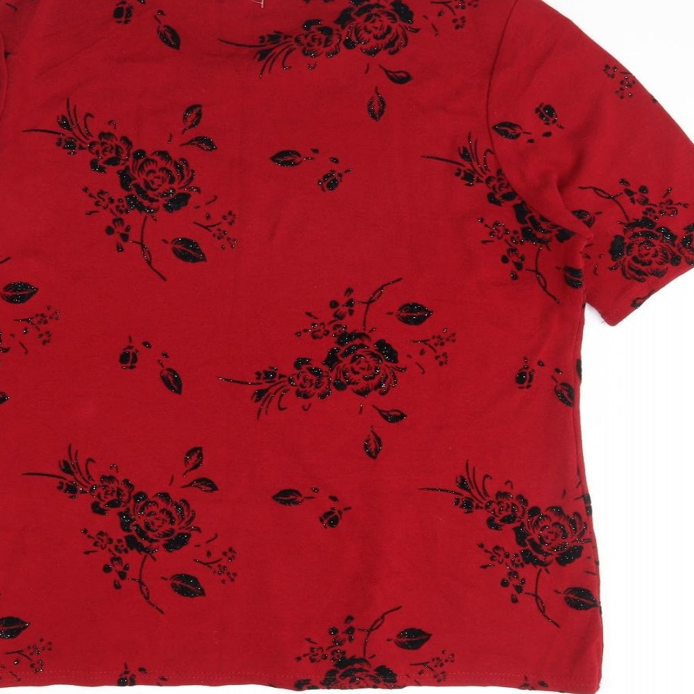 bonmarche Womens Red Floral Basic Blouse Size M