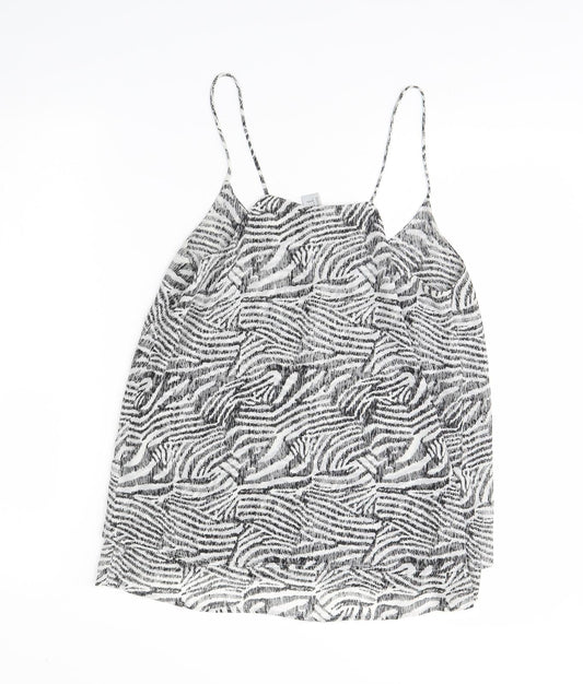 H&M Womens Black Animal Print Basic Tank Size 8