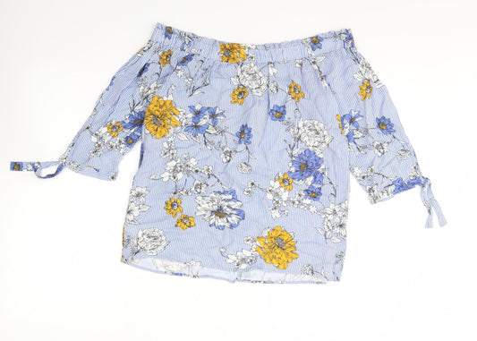 F&F Womens Blue Striped Basic Blouse Size 10