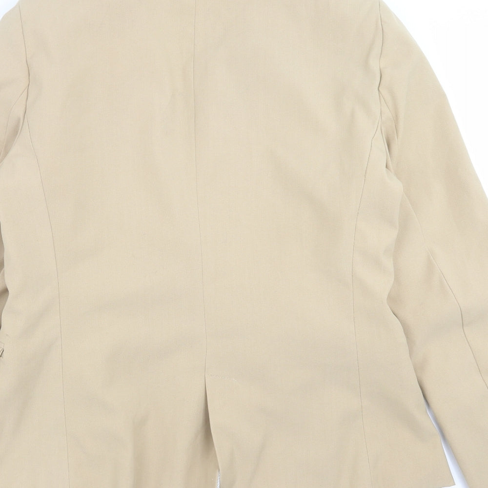 Brand and care label for Stradivarius women’s beige jacket suit jacket, size L